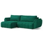 ECKSOFA OLSI Gr&uuml;n Velours-Stoff mit Schlaffunktion