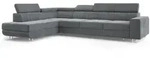 ECKSOFA HESTION Grau Velours-Stoff mit Schlaffunktion