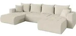 WOHNLANDSCHAFT mit Schlaffunktion und Bettkasten MILA-U 378x194x86 Beige Boucl&eacute;