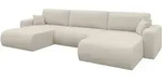 WOHNLANDSCHAFT mit Schlaffunktion und Bettkasten BERY-U 377x193x88 Beige Boucl&eacute;