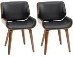 ESSST&Uuml;HLE 2er Set Kunstleder Holz Schwarz