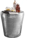BEISTELLTISCH &ndash; rund, Aluminium Silber, Hammerschlag, orientalisch, 41x41x41 cm