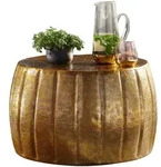 COUCHTISCH Rund Orientalisch in Goldfarbenem Aluminium, 60x36x60 cm