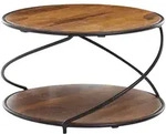 COUCHTISCH Sheesham Massivholz Metall, Rund, Stauraum, 58x58x35 cm