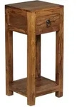 BEISTELLTISCH &ndash; Massivholz Braun 68 cm mit Schublade