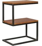 BEISTELLTISCH Massivholz Metall S-Form Landhausstil AKOLA, Dunkelbraun 30x45x60 cm