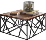 COUCHTISCH Quadratisch in Braun-Schwarz, Massivholz-Metall, 60x35x60 cm, Industrial