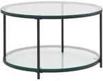 COUCHTISCH Glas/Metall Rund Modern 80x80x45 cm mit Stauraum & Ablagefach