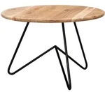 COUCHTISCH rund aus Akazien-Massivholz, 60x39.5x60 cm, Naturfarben