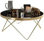 COUCHTISCH Schwarz Mattgold Glas/Metall &Oslash;82cm Modern