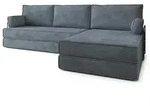 ECKSOFA ANKO modulares Boneless Sofa mit Schlaffunktion Grau Cordstoff