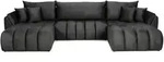 ECKSOFA Iris U mit Schlaffunktion und Bettkasten, U-Form &ndash; Grau Samt 382/184/85 cm