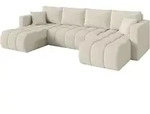 WOHNLANDSCHAFT mit Schlaffunktion und Bettkasten GARD-U 300x146x85 Beige Boucl&eacute;