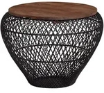 COUCHTISCH Schwarz Rund Massivholz Mango 60x60x45cm mit Stauraum
