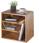 BEISTELLTISCH &ndash; Massivholz Braun 43x43x30 cm mit Ablage
