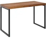 SCHREIBTISCH &ndash; Massivholz/Metall, 117x59x76,5 cm, dunkel, kompakt, Industrial-Stil