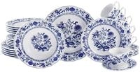 Kombiservice Flora Blau/Wei&szlig;, 30-teilig