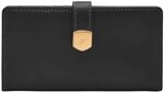 Fossil Lennox Leder oder Polyester Geldb&ouml;rse f&uuml;r Damen Mitternachtsschwarz 17.15 cm