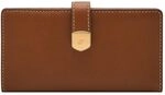 Fossil Lennox Leder oder Polyester Geldb&ouml;rse f&uuml;r Damen Dunkelbraun 17.15 cm L...