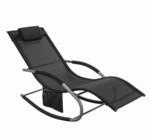 SONNENLIEGE mit Kopfkissen, Gartenliege bis 150kg, Schwarz
