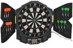 ELEKTRONISCHE Dartscheibe Dartboard mit T&uuml;r inkl. 4 LED 216 Spiele 12 Pfeile