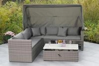 Loungegarnitur "SanMarco", 3-tlg. Holz/Metall/Textil