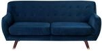 3-SITZER-SOFA Samtstoff Marineblau Bodo