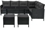 LOUNGEGARNITUR Manacor schwarz, dunkelgrau