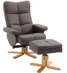 RELAXSESSEL mit Hocker Fernsehsessel 360&deg; drehbar Liegefunktion Holz Braun