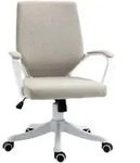 B&Uuml;ROSTUHL Drehstuhl h&ouml;henverstellbarer dick gepolstert Polyester Beige+Wei&szlig;