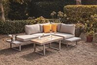Loungegarnitur 3-tlg. Aruba Holz/Metall/Textil mit Kissen