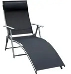 SONNENLIEGE, klappbar mit Kissen, Metall+Stoff, Schwarz, 137 x 63,5 x 100,5 cm