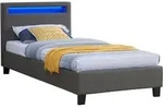 POLSTERBETT MIT LED MANDALAY 90x200 cm grau