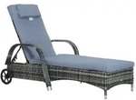 SONNENLIEGE, Polyrattan+Metall, Grau