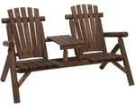 GARTENBANK mit Tisch, 157 x 88 x 103 cm, Massivholz, Braun