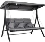 HOLLYWOODSCHAUKEL, mit Sonnendach,Metall, Texteline, Grau, 200 x 115 x 168 cm