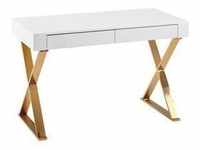 Schreibtisch in Weiß/Goldfarben