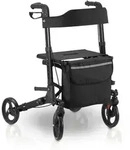 ROLLATOR Vital schwarz klappbar mit Sitzfl&auml;che & Einkaufstasche