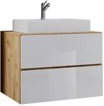 Waschtischkombi Lendas 2-tlg. ca. 80 cm Wei&szlig;/Honigeiche