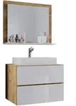Badezimmer Lendas 3-tlg. ca. 80 cm Honigeiche/Wei&szlig;