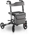 ROLLATOR Vital grau klappbar mit Sitzfl&auml;che & Einkaufstasche