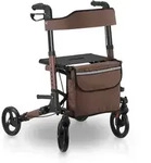 ROLLATOR Vital braun klappbar mit Sitzfl&auml;che & Einkaufstasche