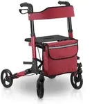 ROLLATOR Vital rot klappbar mit Sitzfl&auml;che & Einkaufstasche