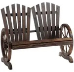 GARTENBANK mit Armlehne Sitzbank Gartenm&ouml;bel Massivholz Dunkelbraun