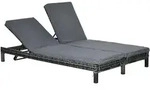 DOPPELLIEGE, Metall, PE, Rattan, Grau