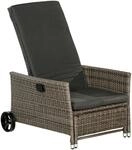 Gartenliege Komfort mit Auflage, Rollen + Fu&szlig;hocker