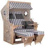 Strandkorb Trendy Pure Akazie/Wei&szlig;grau