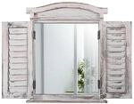 WANDSPIEGEL MIT FENSTERL&Auml;DEN Wei&szlig;
