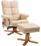RELAXSESSEL mit Liegefunktion Massagesessel mit Fu&szlig;hocker Polyester Cremewei&szlig;