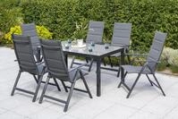 Gartengarnitur 7-tlg. Taviano Metall/Textil/Glas